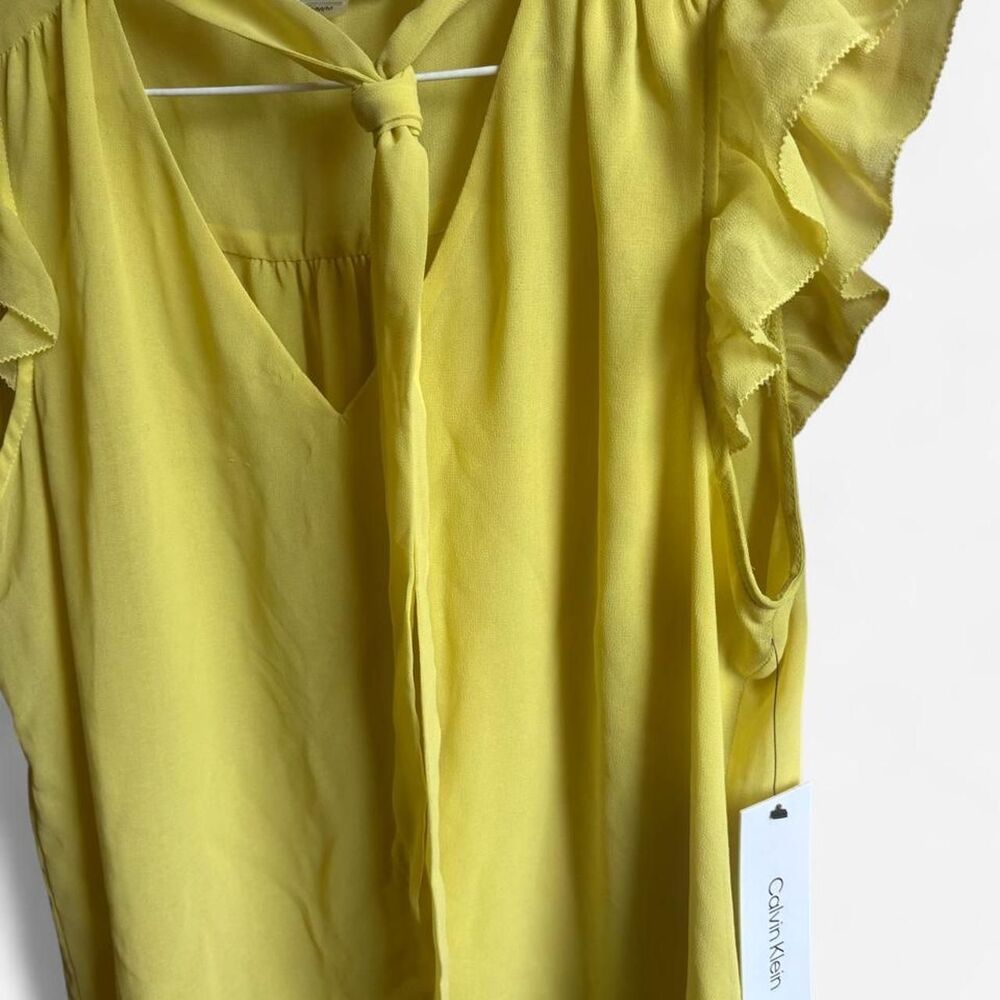 Calvin-klein Women's Yellow and Green Blouse
